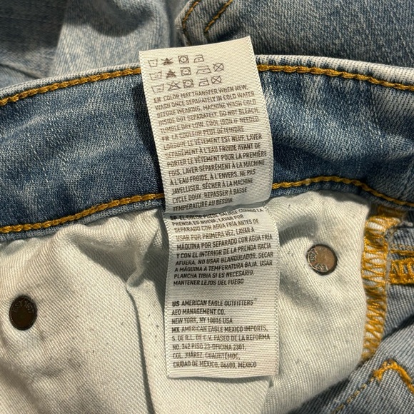 AMERICAN EAGLE Sz 38 x 32” Slim Straight Mid-Wash Splatter Colourway Zipper - Picture 10 of 10